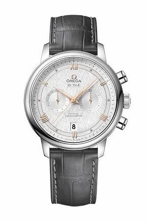 Omega De Ville Prestige Co-Axial 41 Chronograph Stainless Steel / Vintage Silver Silk / Alligator 424.13.41.50.02.001 (42413415002001)